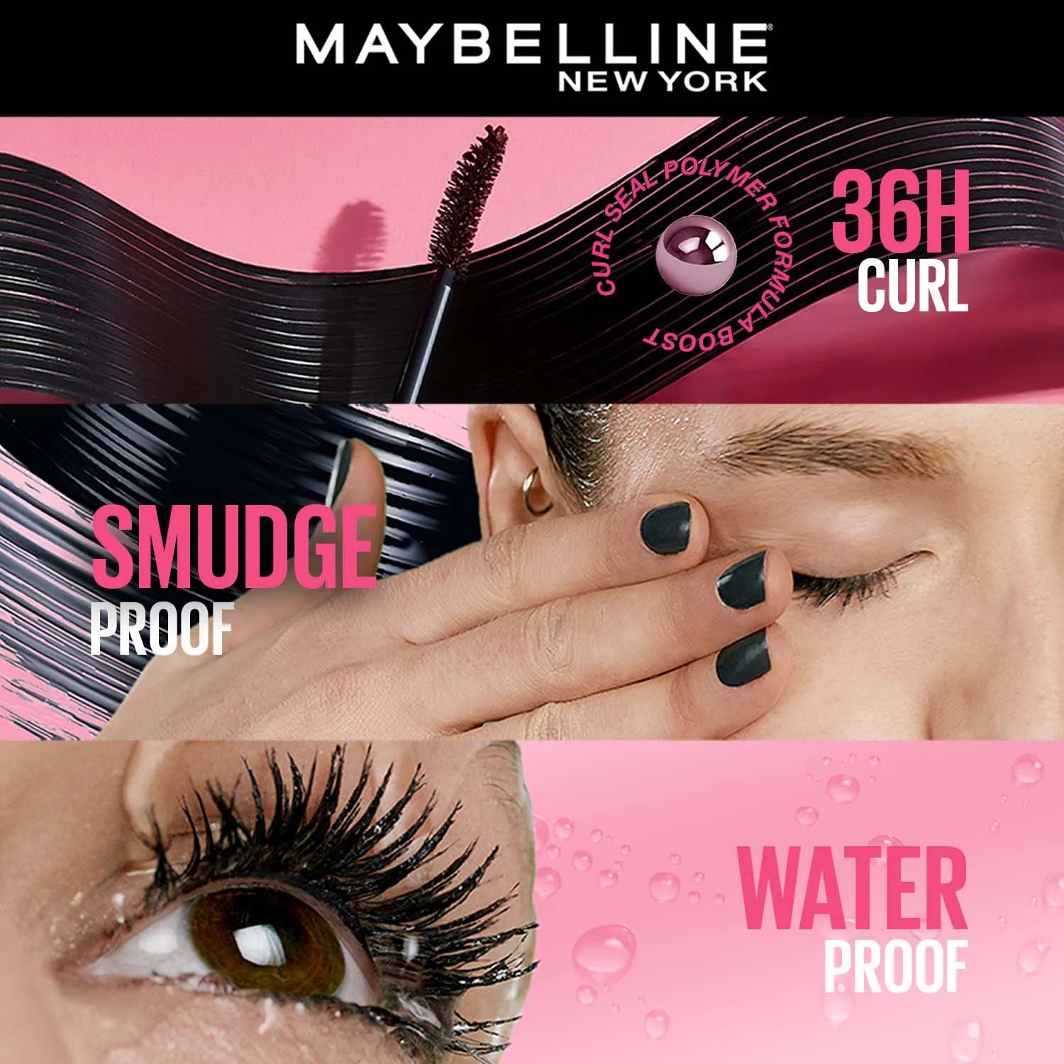 Maybelline - New York Hypercurl Waterproof Mascara, Smudge & Highly Pigmented Black 9.2ml