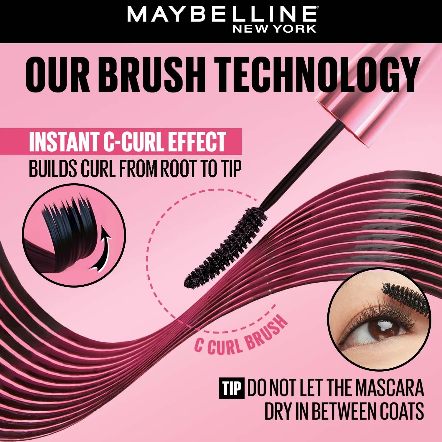 Maybelline - New York Hypercurl Waterproof Mascara, Smudge & Highly Pigmented Black 9.2ml