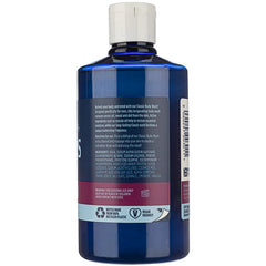 Blue body wash bottle, white cap, back label with ingredient text, 300 ml.