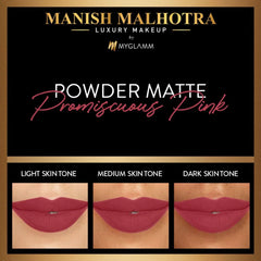 MyGlamm - Manish Malhotra Powder Matte Lipstick - Promiscuous Pink (Coral Pink Shade) | Water-resistant, Luxurious, Powder Matte Lip Colour