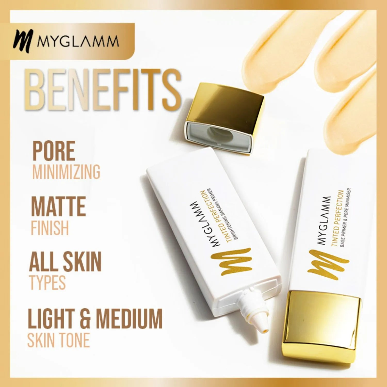 MyGlamm - Tinted Perfection Brightening Banana Primer - Skin Blurring And Brightening Base Primer