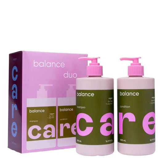 Nak Care balance duo pack set with box and two pump bottles, pink and green labels