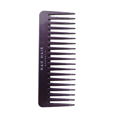 NAK HAIR wide-tooth hair comb, dark plum, long handle