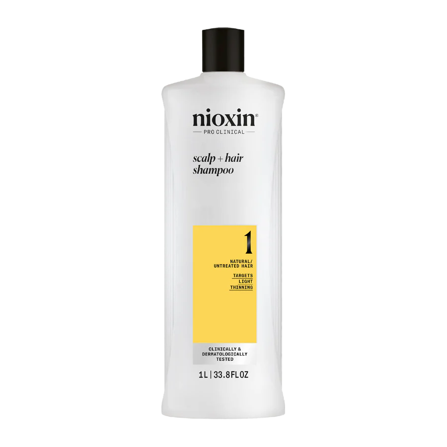 Nioxin System 1 Scalp + Hair Thickening Shampoo For Natural Hair with Light Thinning 1 Litre - Kess Hair and Beauty