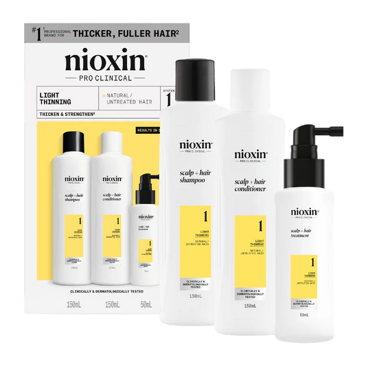 Nioxin Pro Clinical scalp + hair thickening system trial kit, bottle and pump set