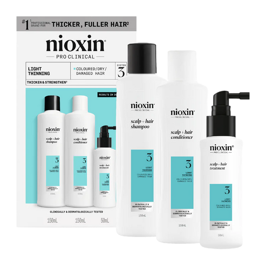 Nioxin Scalp+Hair System 3 trial kit with light thinning shampoo, conditioner, treatment