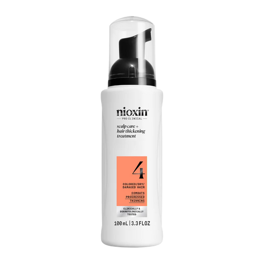 Nioxin hair thickening treatment bottle, white with orange 4 label, 100 ml