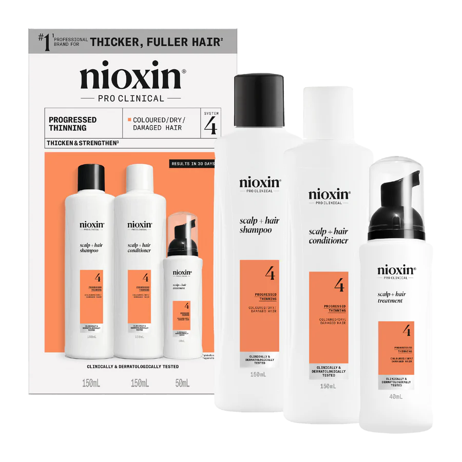 Nioxin Scalp + Hair Thickening System 4 Trial Kit for Damaged Hair with Progressed Thinning - Kess Hair and Beauty