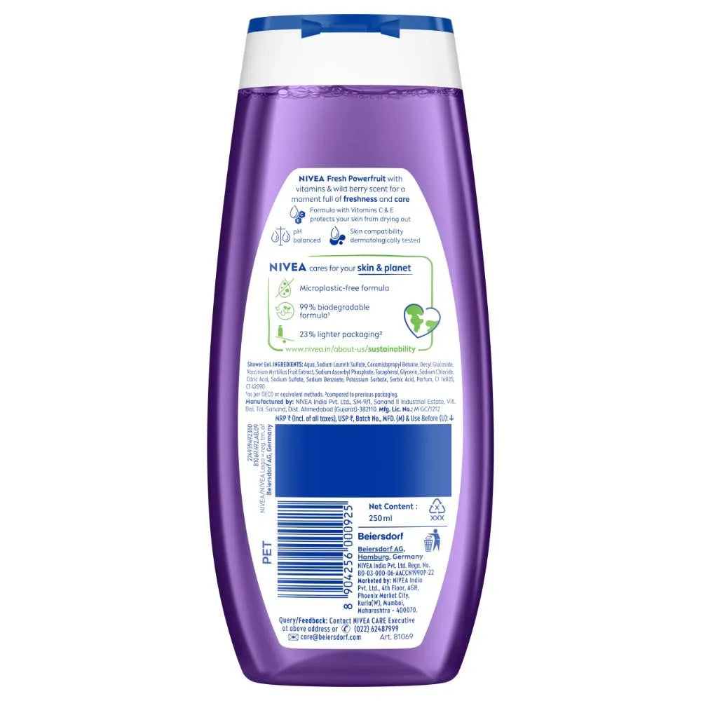 Nivea Powerfruit Shower Gel with Antioxidants & Wild Blueberry Scent 250ml
