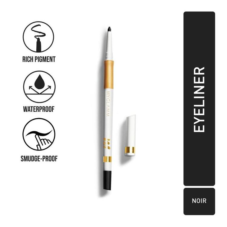 MyGlamm - Jet Set Eyes Kajal Eyeliner - Noir (Black Kohl Stick) | Long Lasting, Waterproof, Smudgeproof, Kohl Kajal Eyliner Pencil