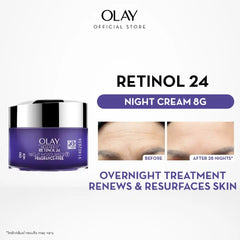 Olay Night Cream Mini: Regenerist Retinol 24 Moisturiser for hydrated plump smooth skin 8g