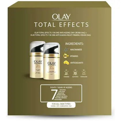 Olay Total Effects Day Cream + Olay Total Effects Night Cream - Slay All Day Pack (50 gm + 50 gm)