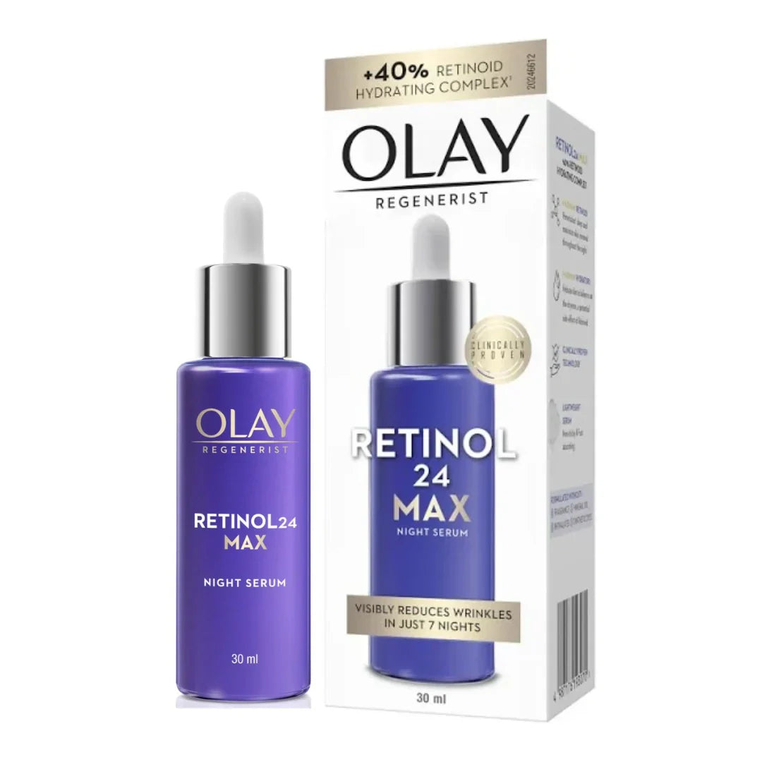 Olay Retinol 24 Max Night Serum, Visibly Reduces Fine Lines in 7 Nights, No Redness, Fragrance Free 30ml