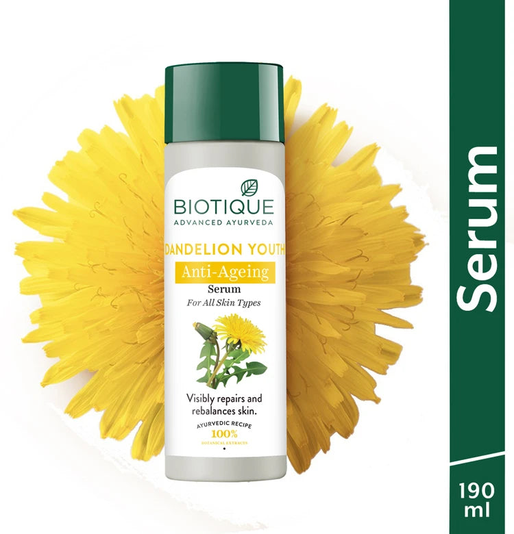 Biotique Bio Dandelion Visibly Ageless Lightening Sustainable Serum 190ml