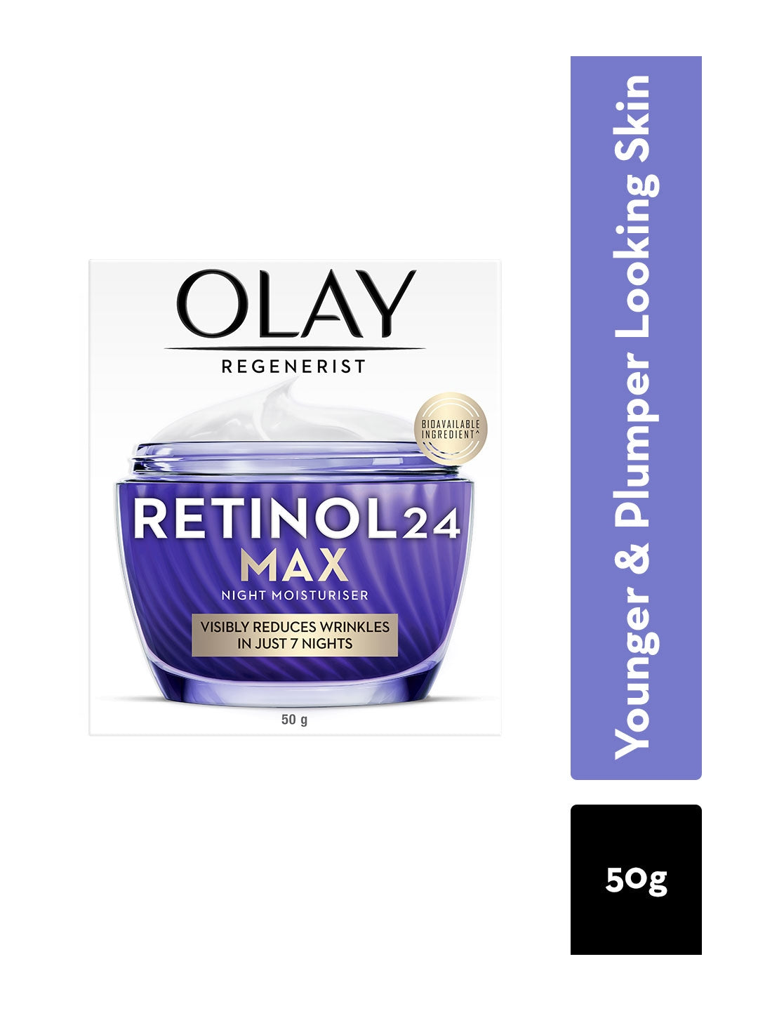 Olay Retinol 24 Max Night Cream, Visibly Reduces Fine Lines in 7 Nights, No Redness, Fragrance Free 50g