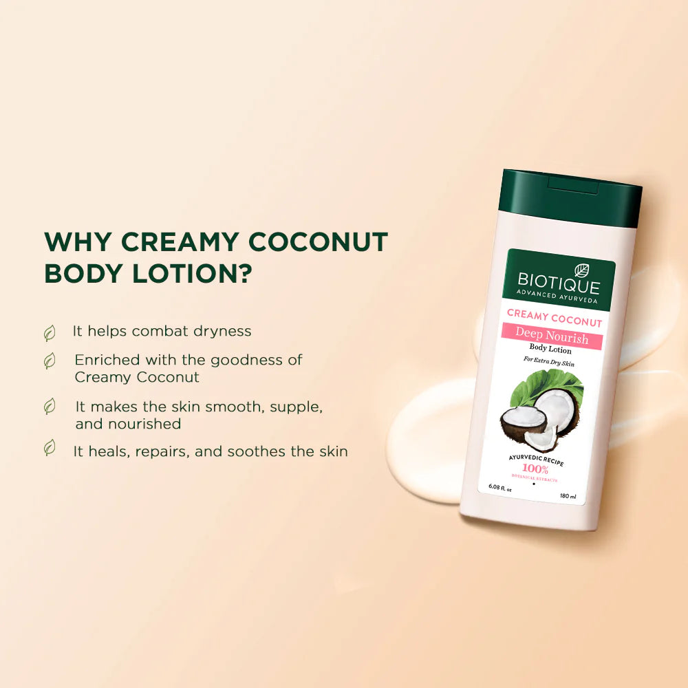 Biotique Unisex Bio Creamy Coconut Ultra Rich Body Lotion 180ml
