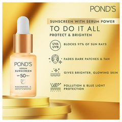 Pond's  SPF 50 PA+++ UVA UVB Protect & Bright Serum Sunscreen with Niacinamide C - 14 ml
