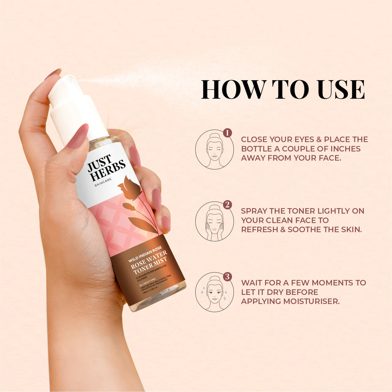 Just Herbs - Steam Distilled Rose Water Facial Mist 100ml