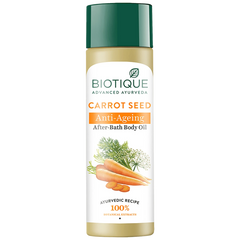 Biotique carrot seed anti-ageing after-bath body oil bottle, 120 ml