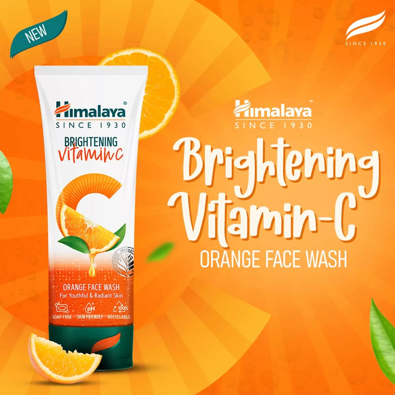 Himalaya Brightening Vitamin C Orange Face Wash for Youthful & Radiant Skin - 100 ml