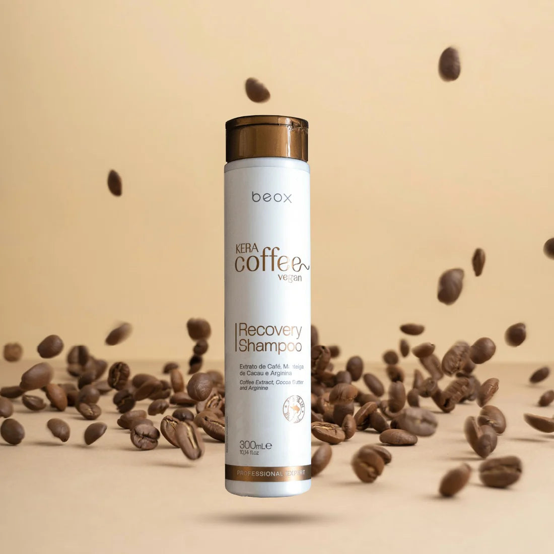 Recovery shampoo bottle with gold cap and brown label