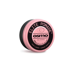 Osmo Elite pomade tin lid, round black base with pink top, hold factor 5