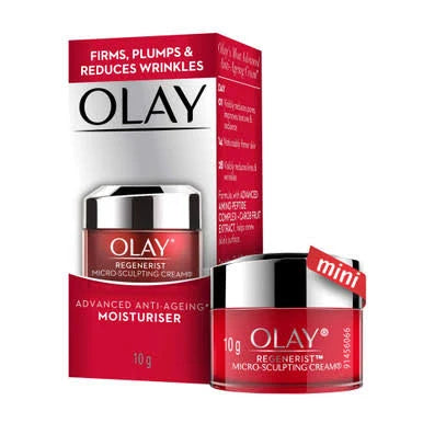 Olay Regenerist micro-sculpting cream box and mini jar, red 10 g