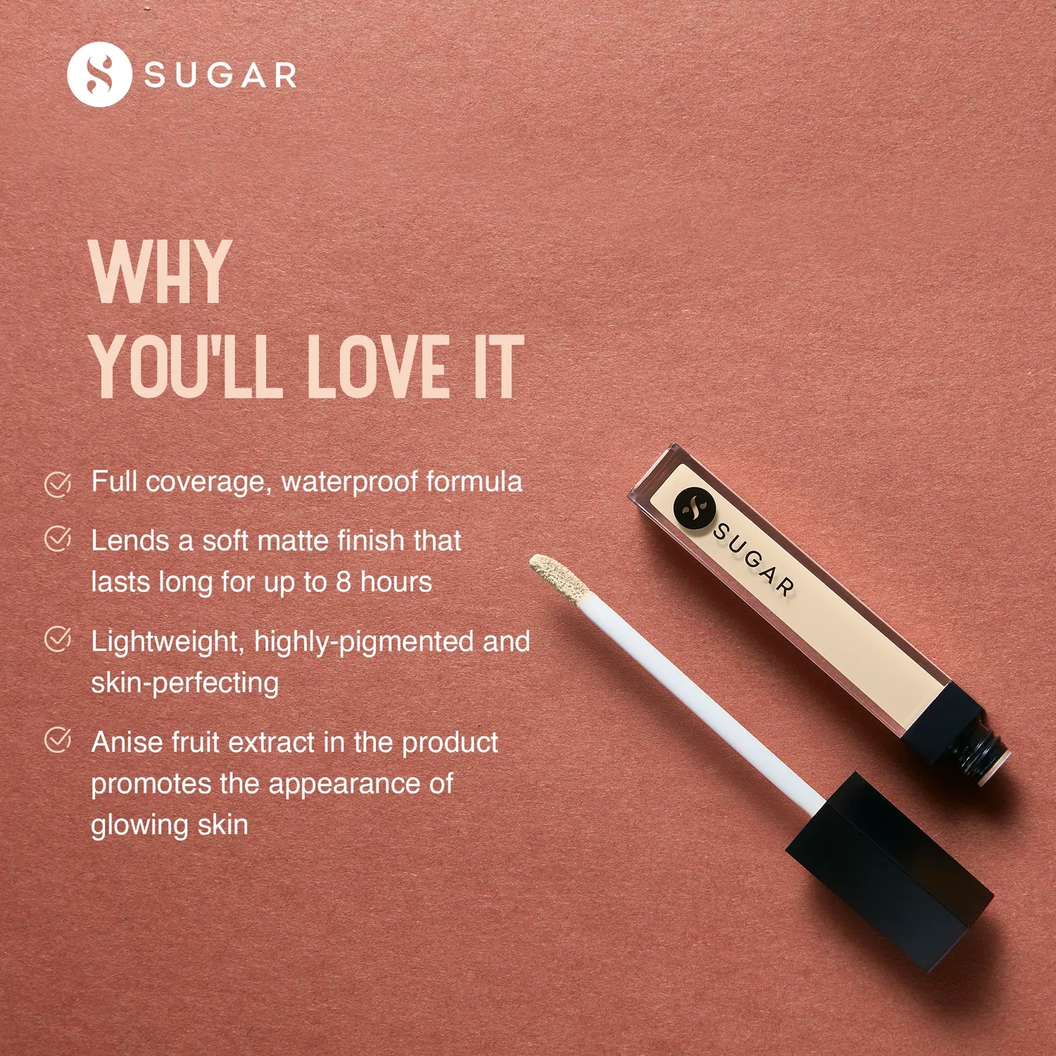 Sugar - Magic Wand Waterproof Concealer Color: 30 Chococcino (Medium, Warm Undertone) 9ml