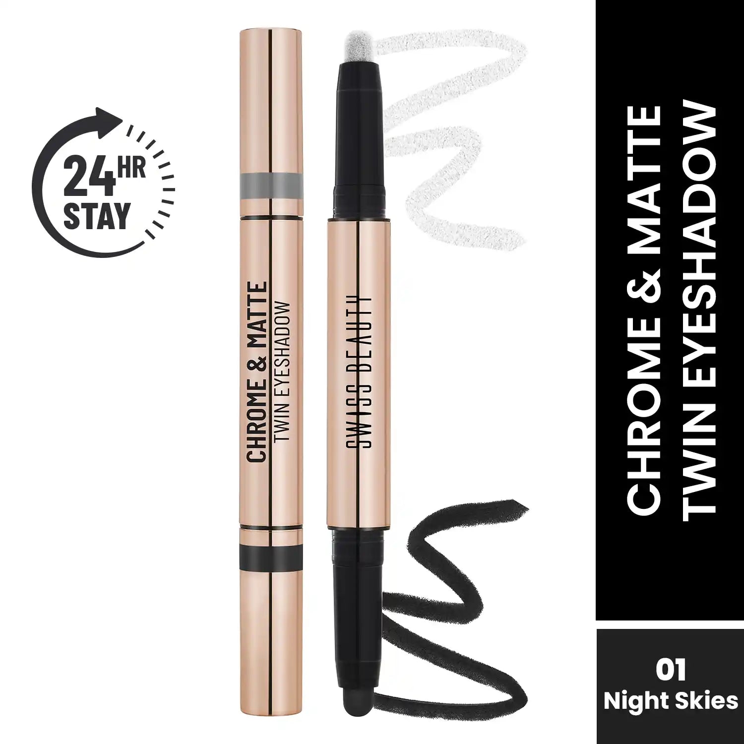 Swiss Beauty Chrome & Matte Twin Eyeshadow Shade No. 01 Night skies