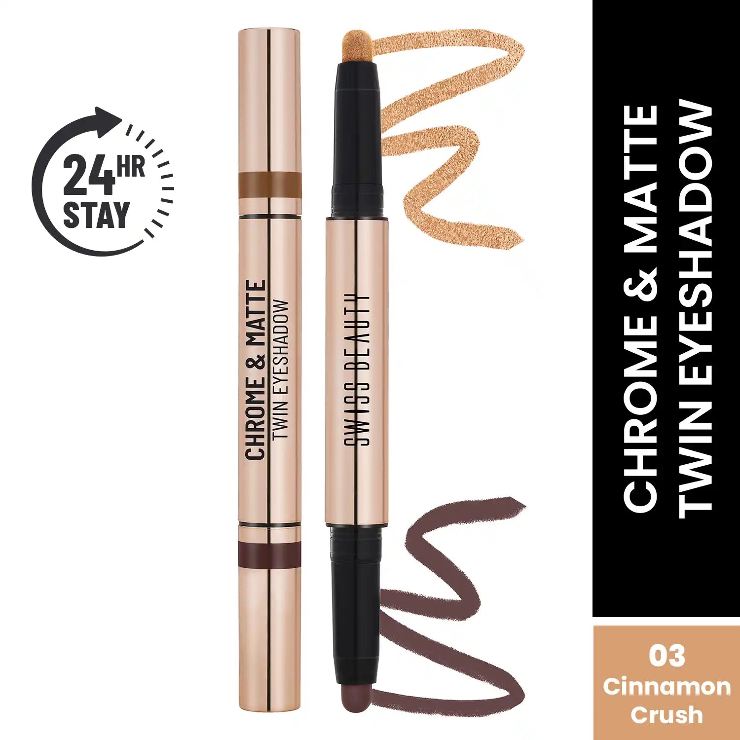 Swiss Beauty Chrome & Matte Twin Eyeshadow  Shade No. 03 Cinnamon Crush