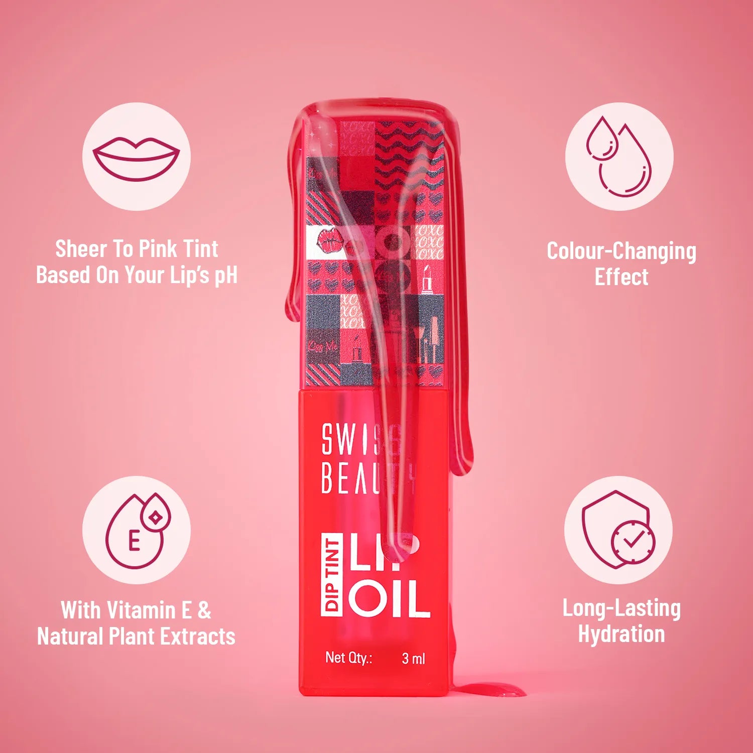 Swiss Beauty Dip Tint Lip Oil Shade No. 04 Kiwi