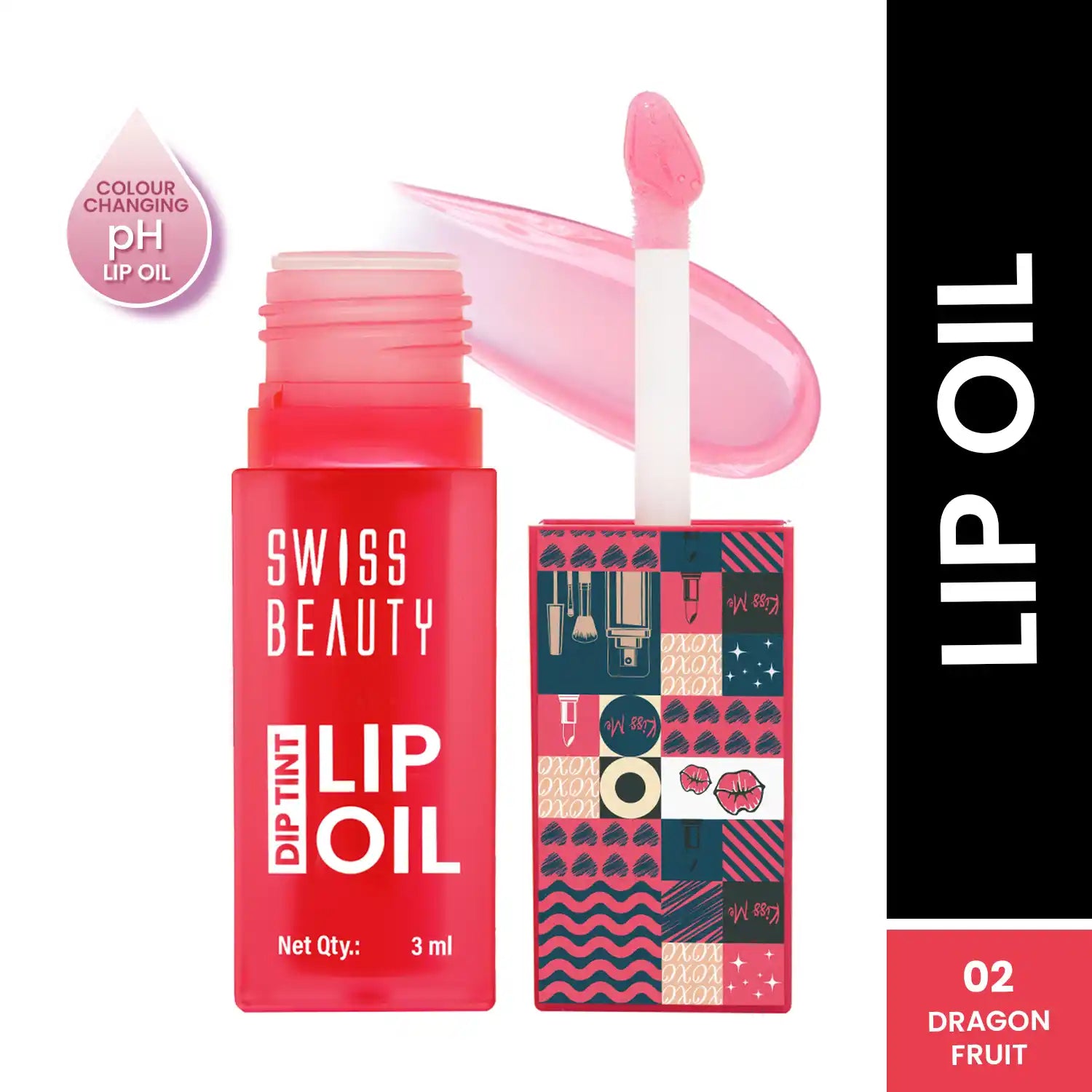 Swiss Beauty Dip Tint Lip Oil Shade No. 02 Dragon Fruit