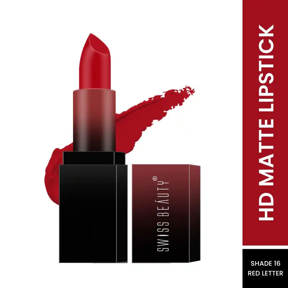 Swiss Beauty HD Matte Lipstick Shade No. 16 Red-Letter