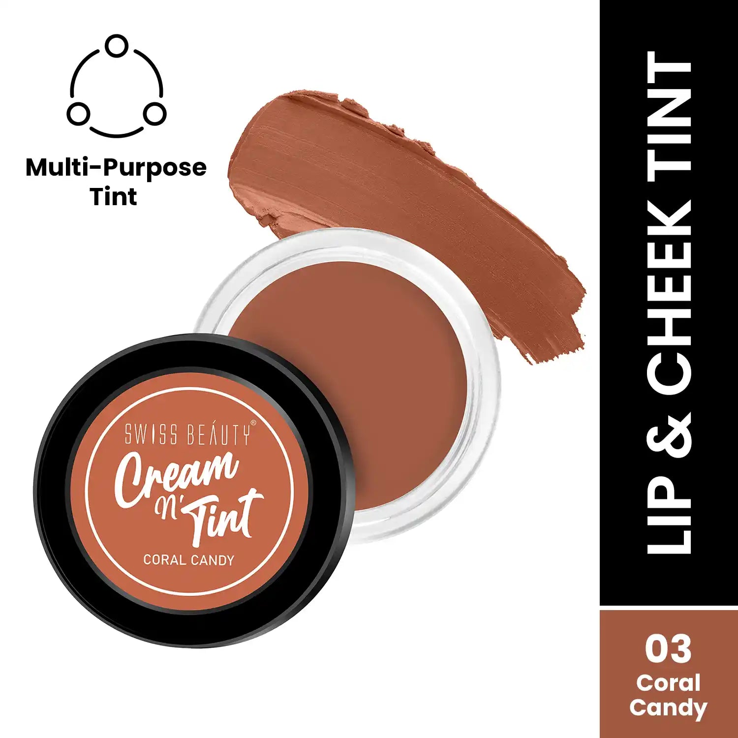 Swiss Beauty - 3-in-1 Lip and Cheek Cream N' Tint Coral Candy