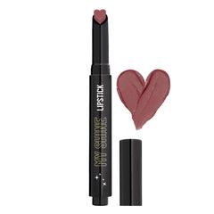 Shine lipstick in dark brown shade with heart swatch