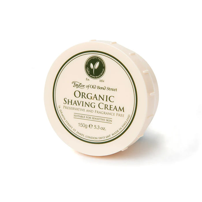 Organic shaving cream bowl, 150 g, cream container with green label