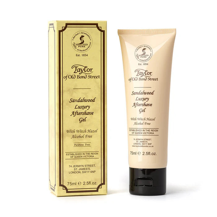 Sandalwood after shave gel tube with cardboard box, 75 ml