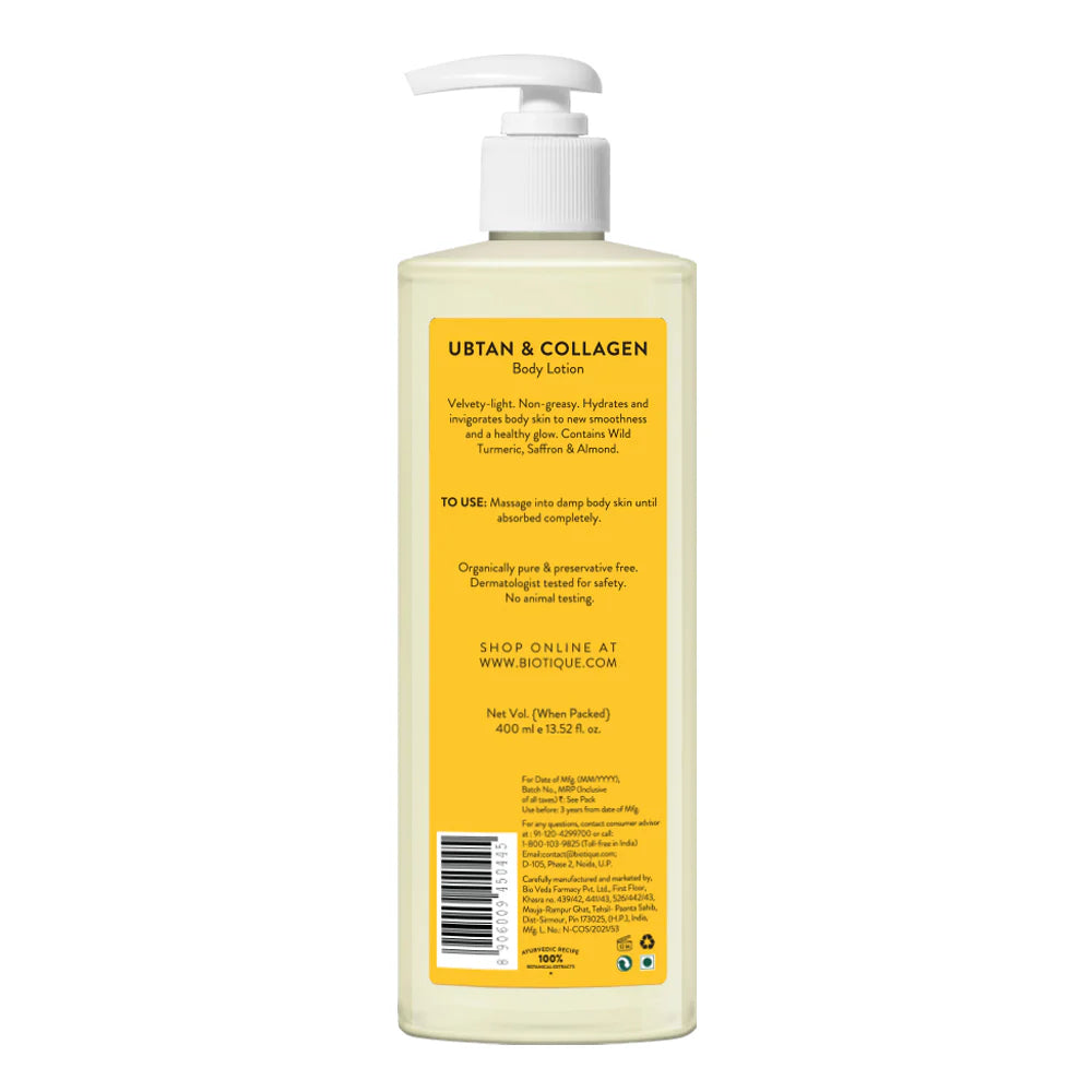 Biotique Ubtan & Collagen Body Lotion With Saffron & Almond 400ml
