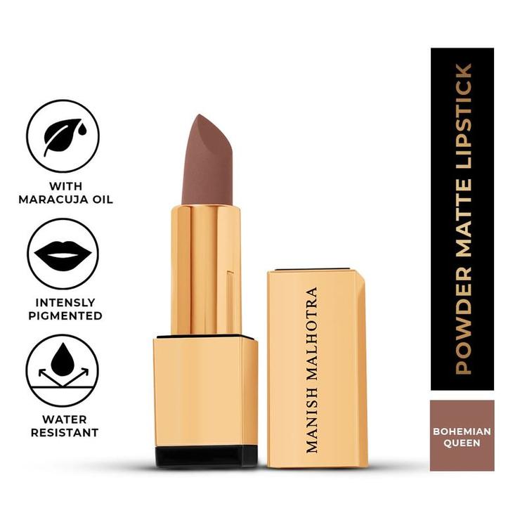 MyGlamm - Manish Malhotra Powder Matte Lipstick - Bohemian Queen (Brown Shade) | Water-resistant, Luxurious, Powder Matte Lip Colour