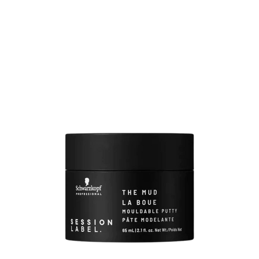 Schwarzkopf Session Label mud mouldable putty jar with black lid, 65 ml